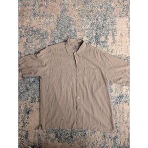 Pineapple Connection Mens XL Grey Blue Grid Short Sleeve Button Down Shirt Rayon